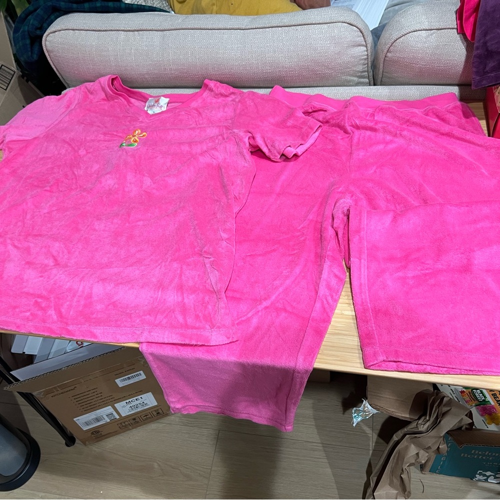 🌸 Quacker Factory 1X 2-Piece Velour Lounge Set – Pink 🌸